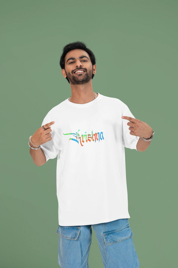 "Krishna Divine Vibe" Oversized T-Shirt – Soft Cotton Spiritual Wear