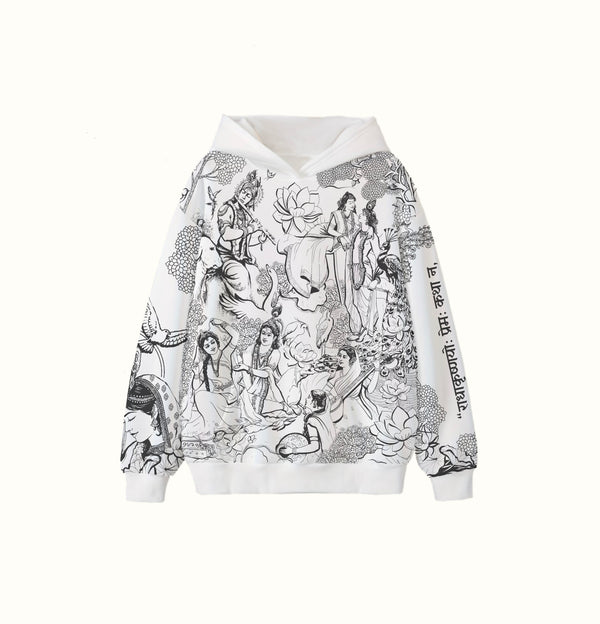 Krishna Vrindavan Leela All-Over Printed Hoodie
