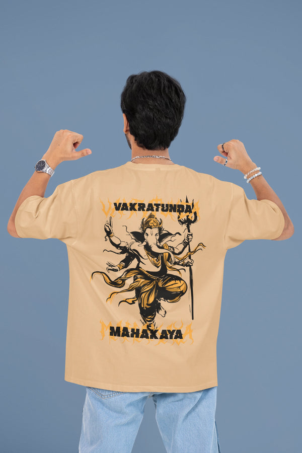 Vakratunda Mahakaya" Soft Cotton Spiritual Wear Oversized T-Shirt