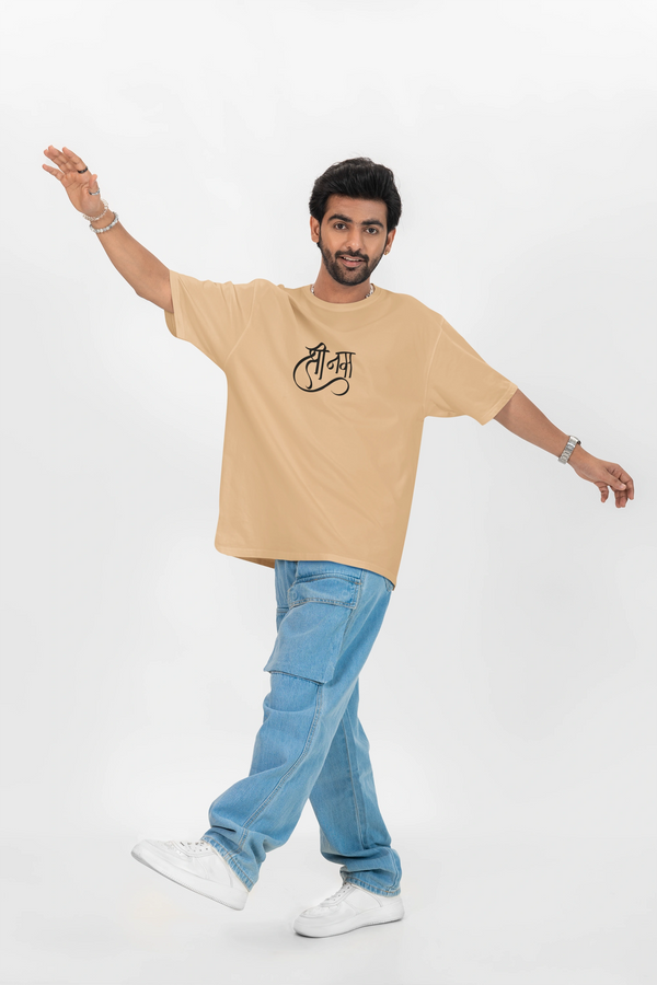 श्री गणेशाय नमः" Soft Cotton Spiritual Wear Oversized T-Shirt – White Edition